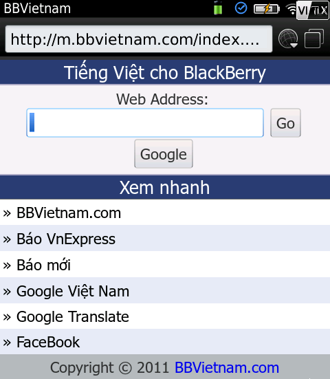 Hỗ trợ duyệt web Tiếng Việt trên Blackberry [ổn định]