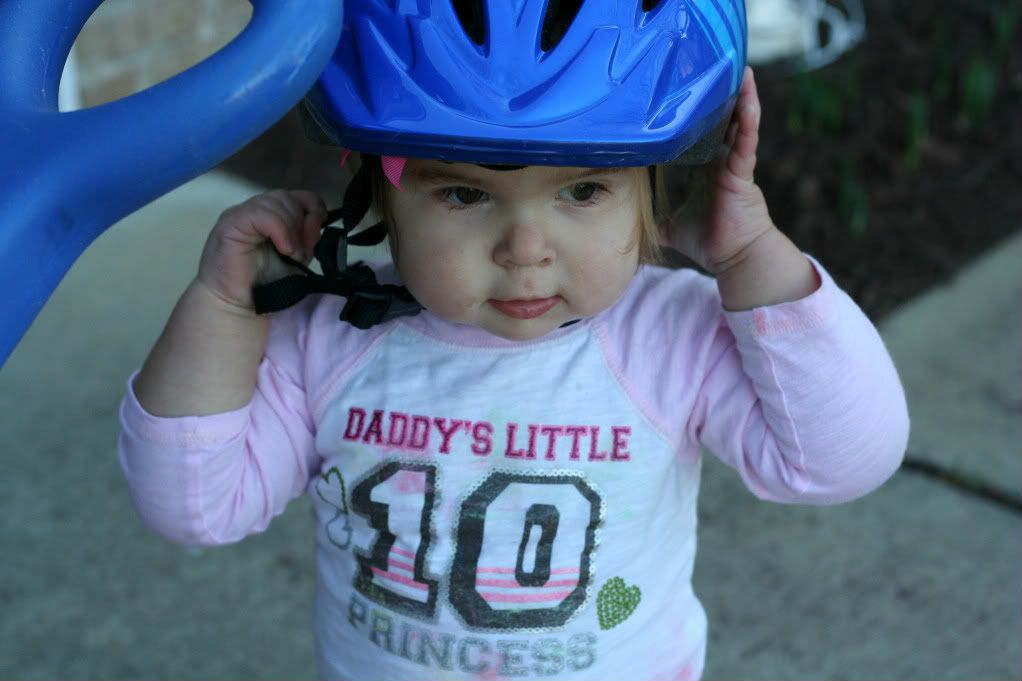 putting on the helmet