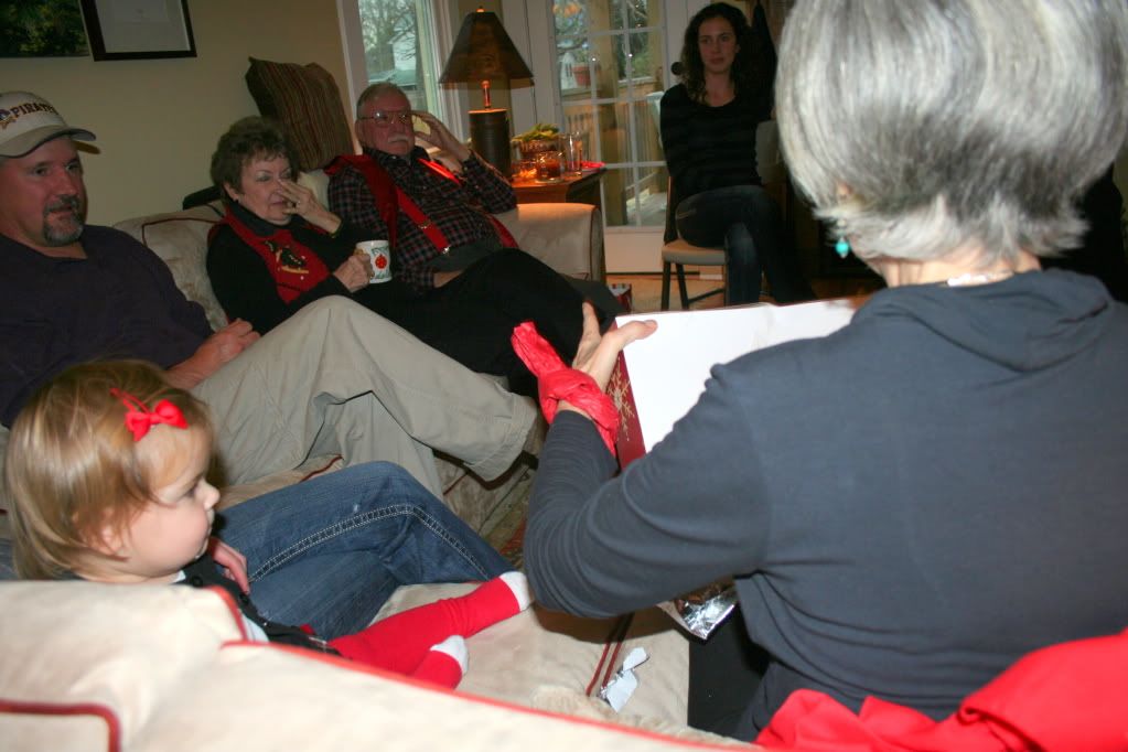 opening gifts at Grandma and Grandpa's