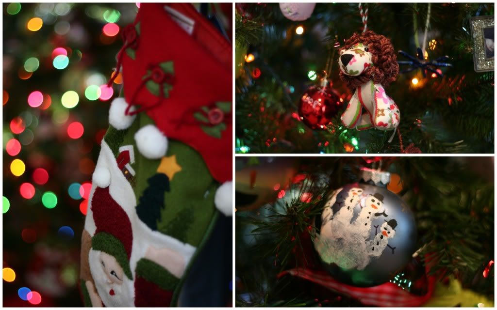 the tree was trimmed and the stocking were hung