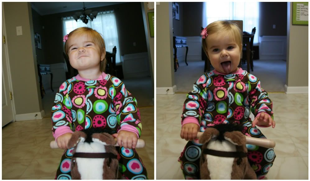 Silly Lorelai on her rocking horse