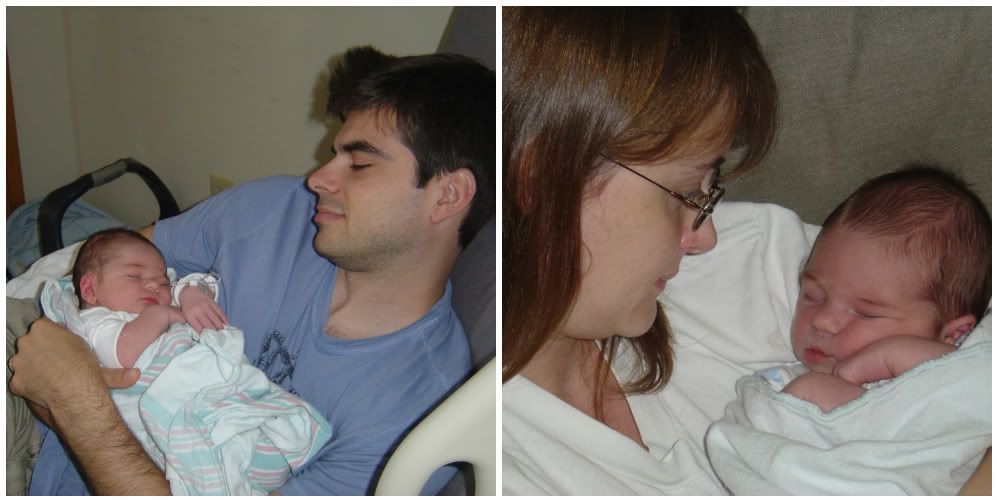 newborn Logan with Mommy and Daddy