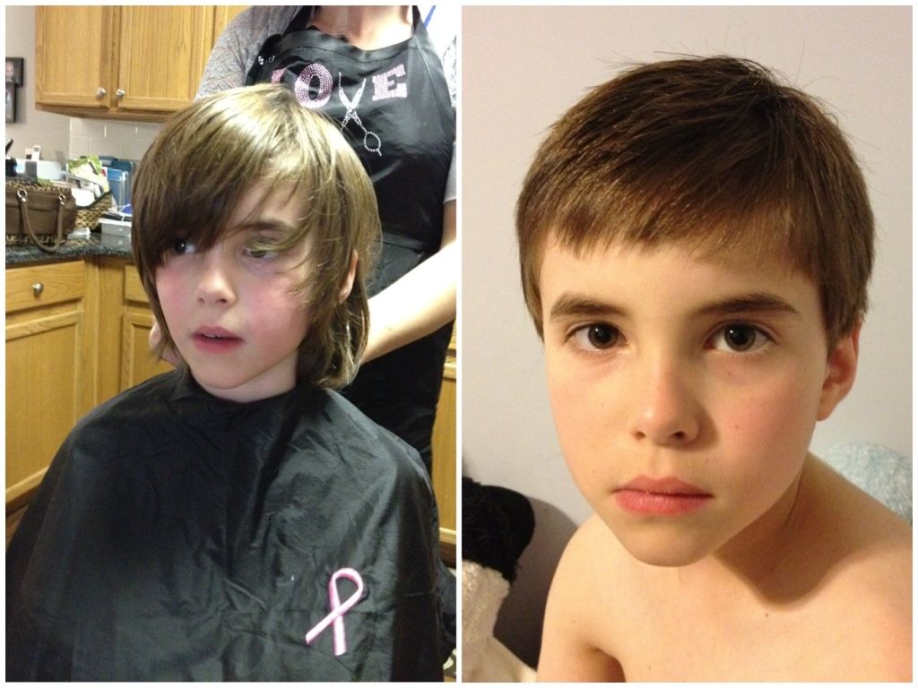 Aidan's hair: before and after