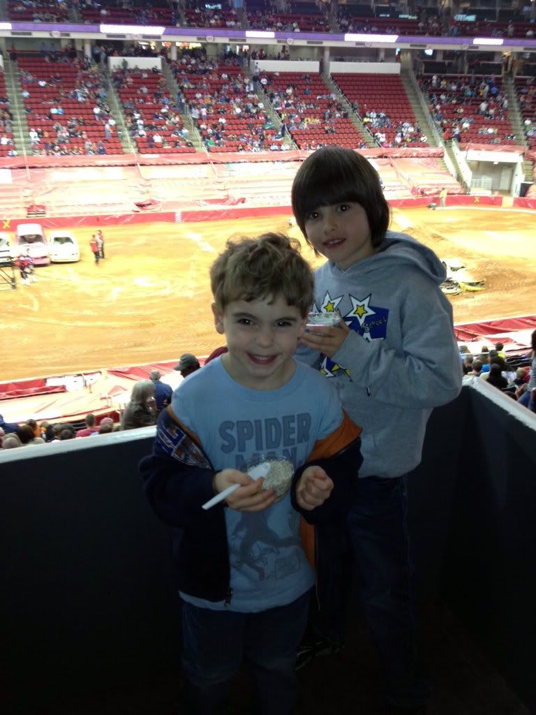 Aidan and Logan at Monster Jam