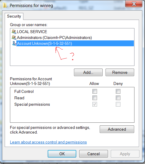 Unknown Account With Permissions For Winreg Tech Support Forum unknown-account-with-permissions-for-winreg-tech-support-forum
