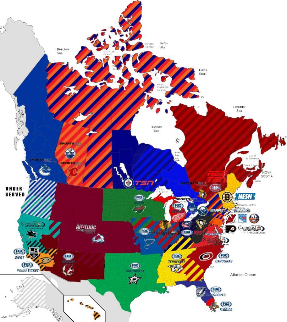 New NHL Divisions by TV Coverage Zone 