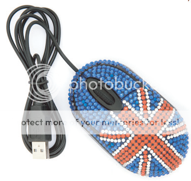 British Mouse   Jeweled Union Jack USB Mouse   Diamante  