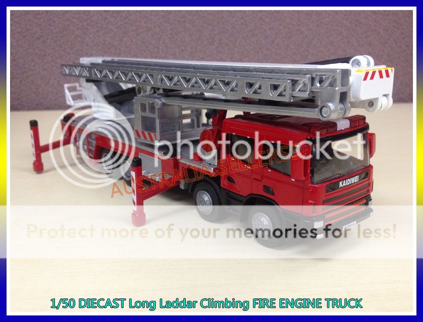 Collectable 1 50 KDW Scania Diecast Long Ladder Climbing Fire Truck Model