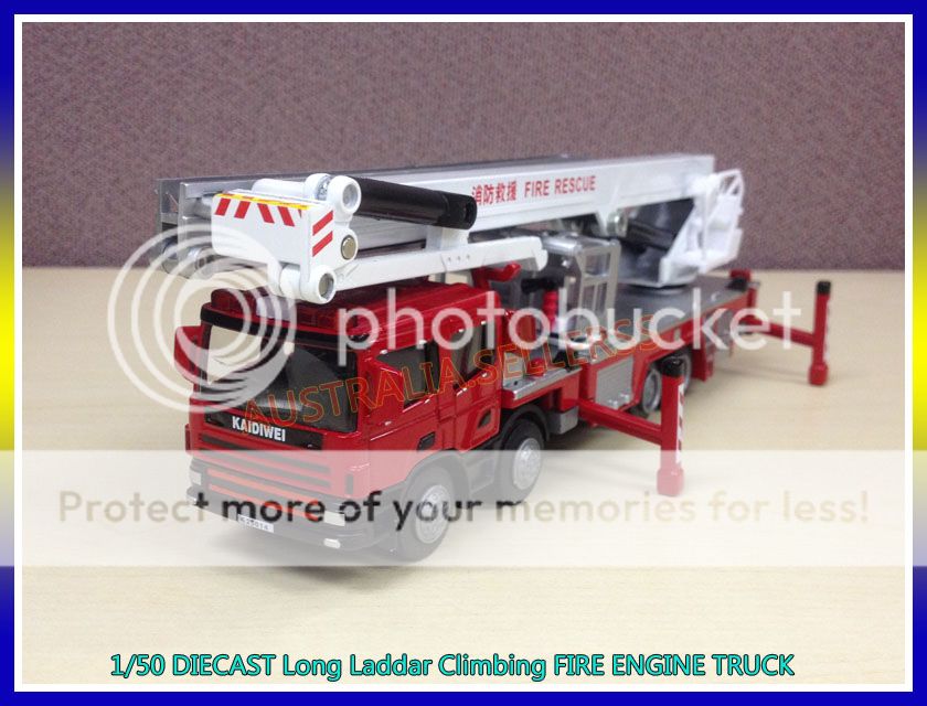 Collectable 1 50 KDW Scania Diecast Long Ladder Climbing Fire Truck Model